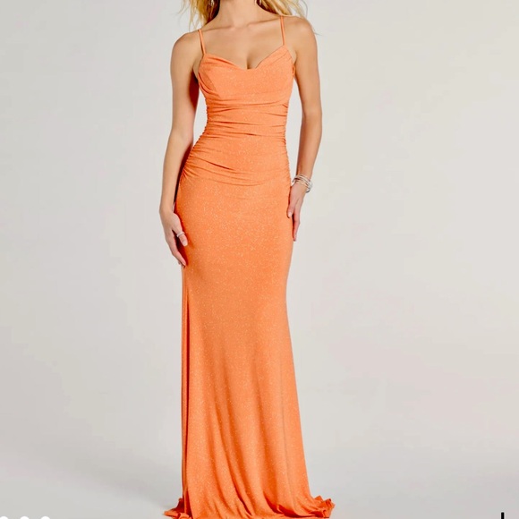 Windsor Dresses & Skirts - Orange maxi dress with ruched detail and spaghetti straps. Brand new.